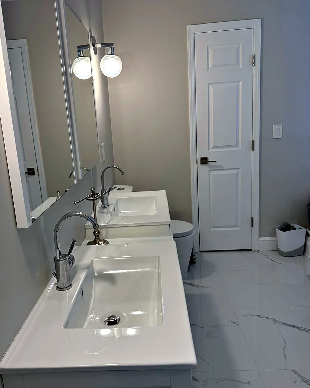 Clean bathroom sink and floor in a Chester, NJ home