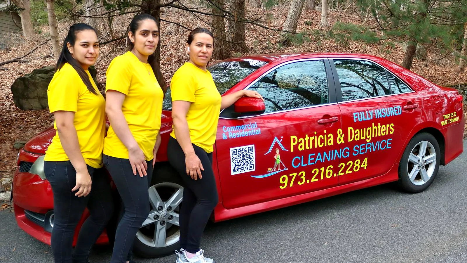 Patricia and Daughters cleaning team with their company car in Dover, NJ